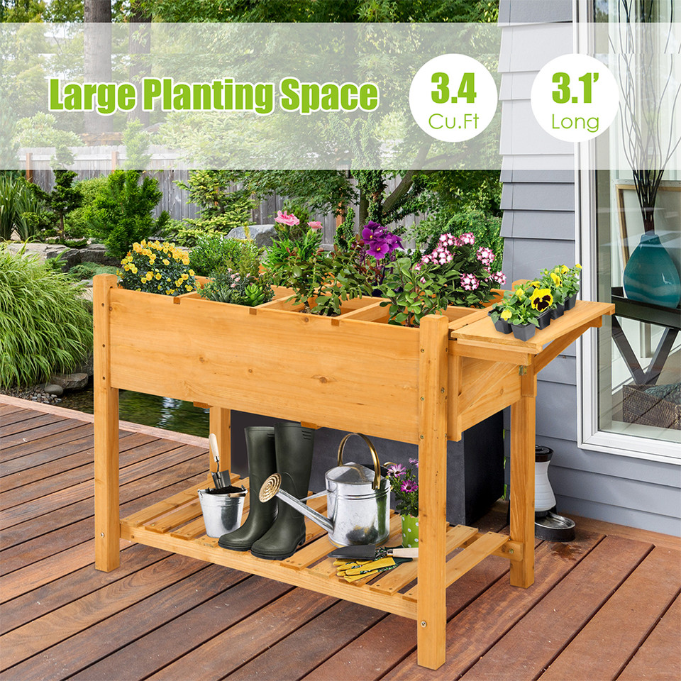 Elevated Planter Box with 8 Grids & Folding Tabletop product image