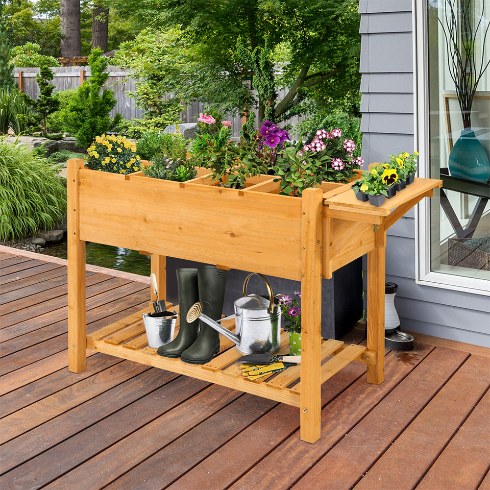 Elevated Planter Box with 8 Grids & Folding Tabletop product image
