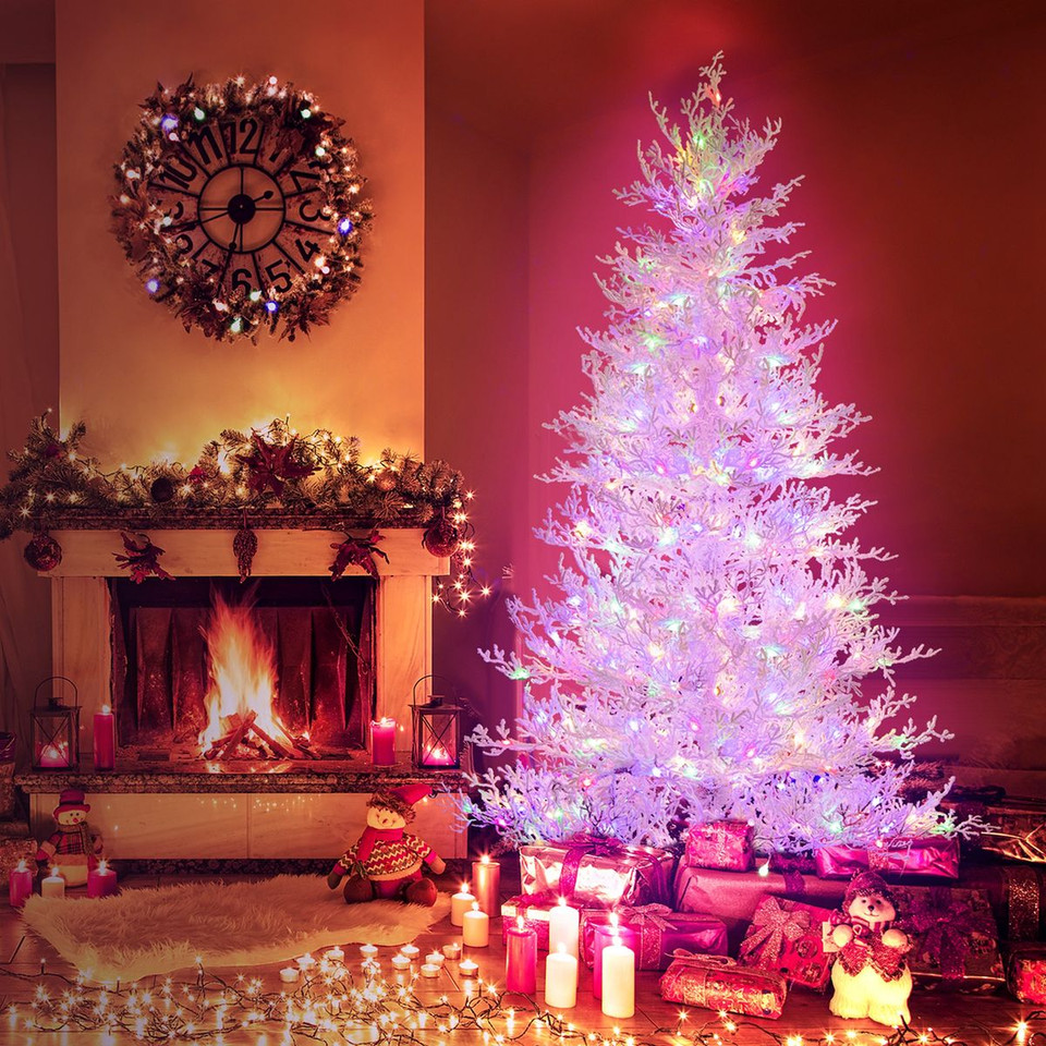 6-Foot Artificial Xmas Tree with 383 PE Branch Tips & 300 LED Lights product image