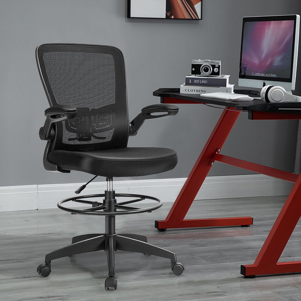 Height-Adjustable Drafting Chair with Flip-up Arms product image