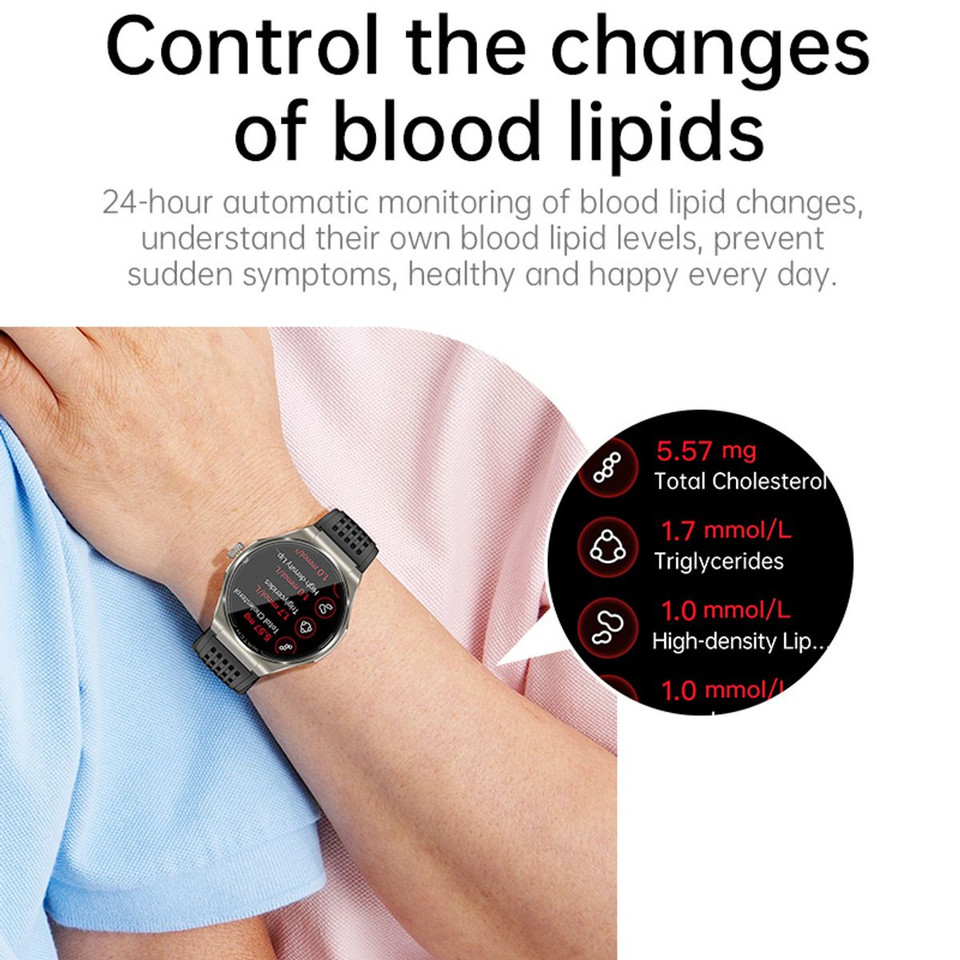 Newest Smart Watch Bluetooth Call Amoled Screen Ecg Blood Sugar Uric Acid Blood Lipid Body Temperature Radiation Level Color Brown product image