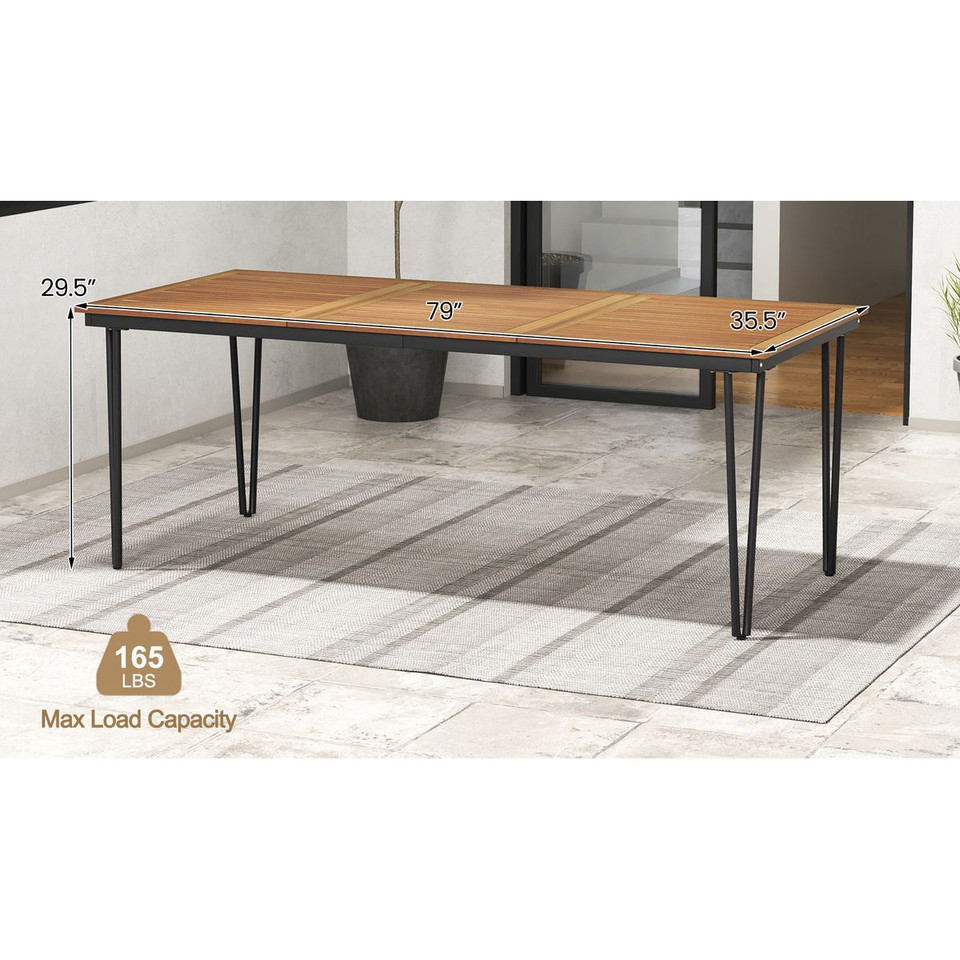79-Inch 8-Person Outdoor Dining Table with 1.9-Inch Umbrella Hole product image