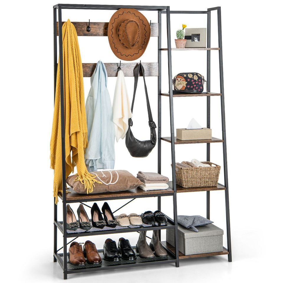 5-in-1 Entryway Hall Tree with Storage Bench with 9 Hooks product image