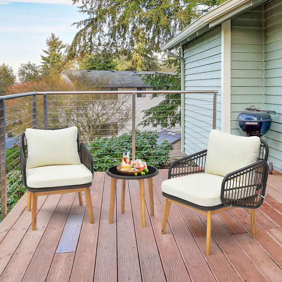 3-Piece Patio Furniture Set with Cushioned Chairs & Side Table product image