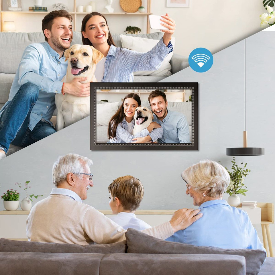 Digital Picture Frame 15.6 Inch Large Digital Photo Frame with 1920 * 1080 IPS Full HD Touchscreen, Humblestead 32GB WiFi Smart Frame Share Photos and Videos Instantly from Anywhere via Frameo App product image