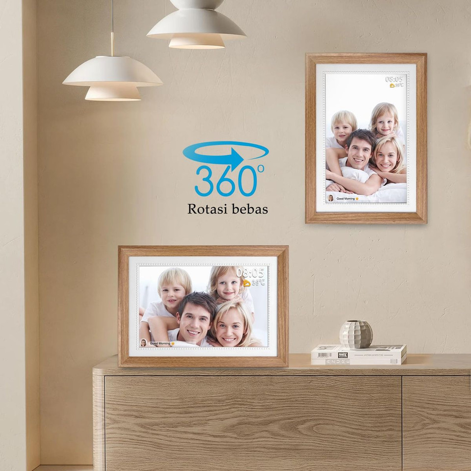 10.1 Inch Smart WiFi Digital Photo Frame 1280x800 IPS LCD Touch Screen,Auto-Rotate Portrait and Landscape,Built in 16GB Memory,Share Moments Instantly via Frameo App from Anywhere (Wooden) product image
