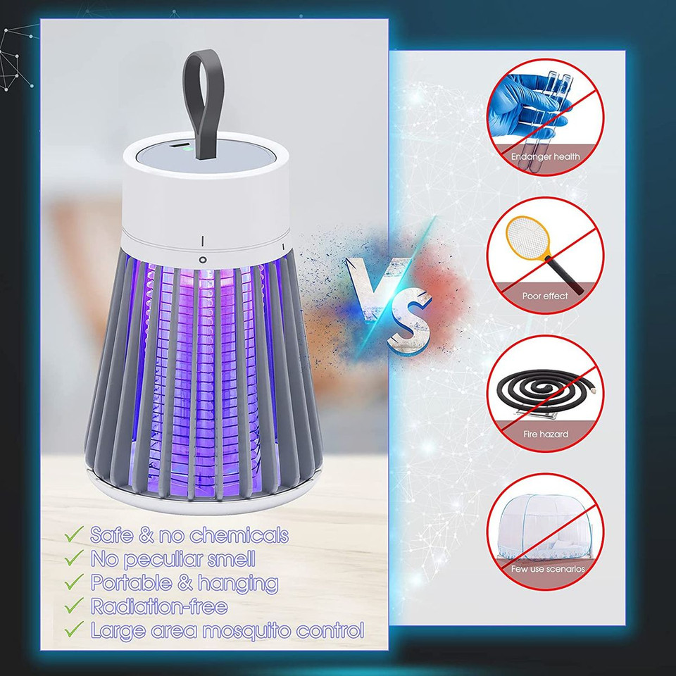 Rechargeable Mosquito Zapper and Fly Killer - Portable USB LED Purple Light Mosquito Trap - For Home and Camping Using product image