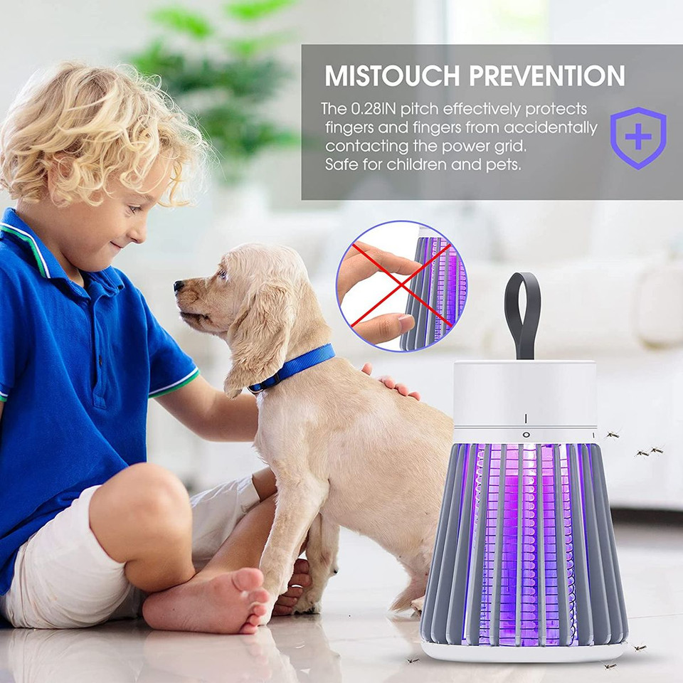 Rechargeable Mosquito Zapper and Fly Killer - Portable USB LED Purple Light Mosquito Trap - For Home and Camping Using product image