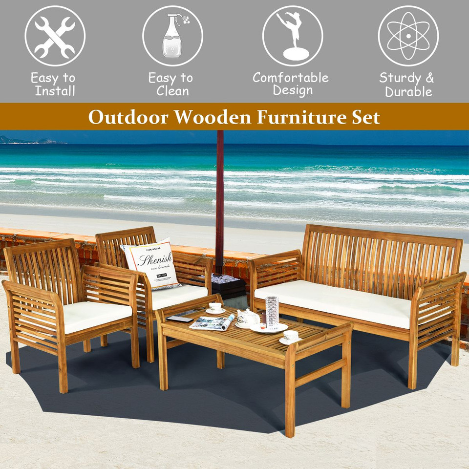 8-Piece Outdoor Acacia Wood Sofa Furniture Set product image