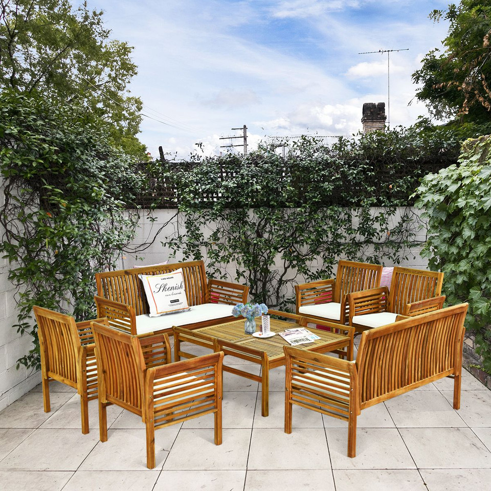 8-Piece Outdoor Acacia Wood Sofa Furniture Set product image