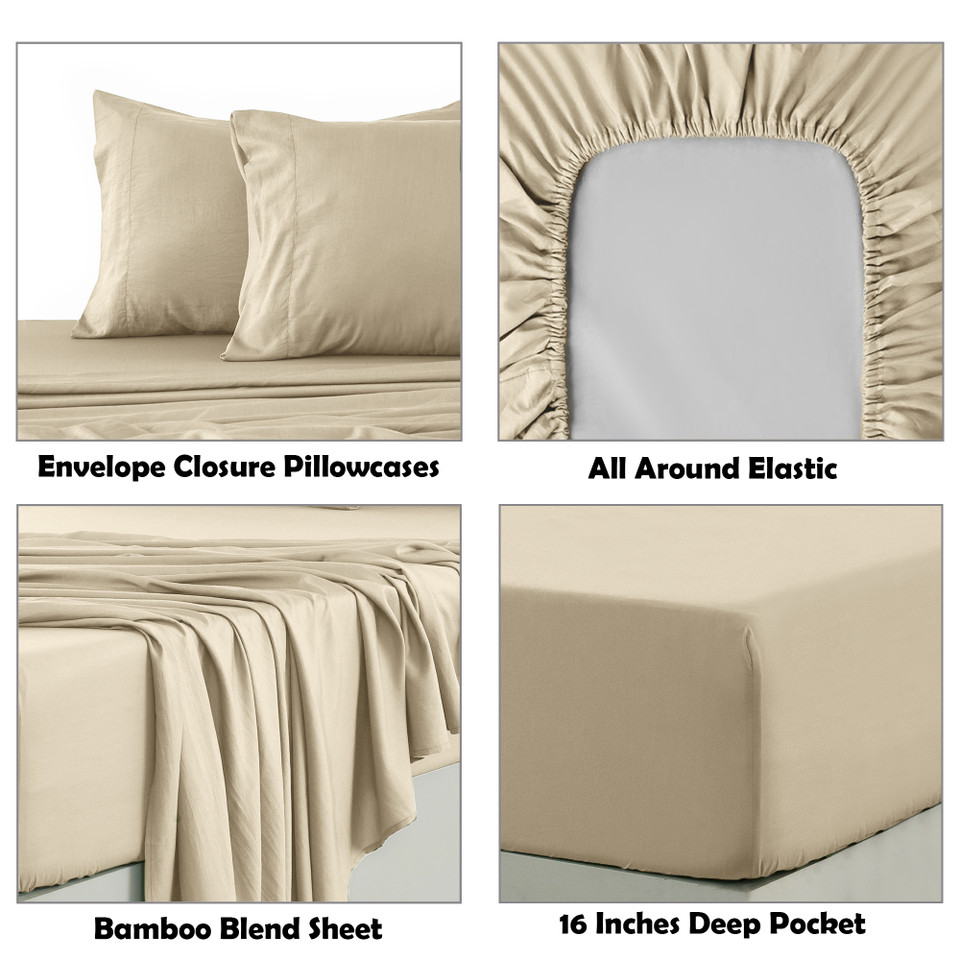 4-Piece Rayon from Bamboo Cooling Wrinkle-Resistant Bedding product image