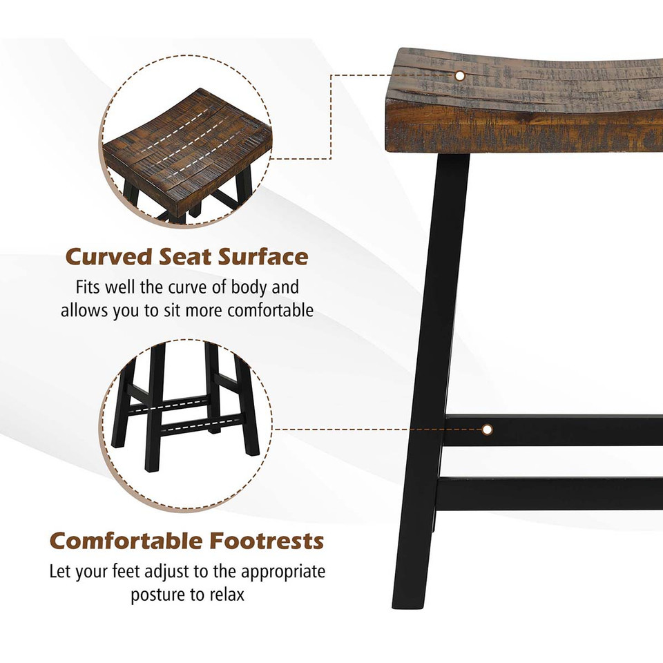 24/29-Inch Solid Wood Saddle-Seat Stools (Set of 2) product image