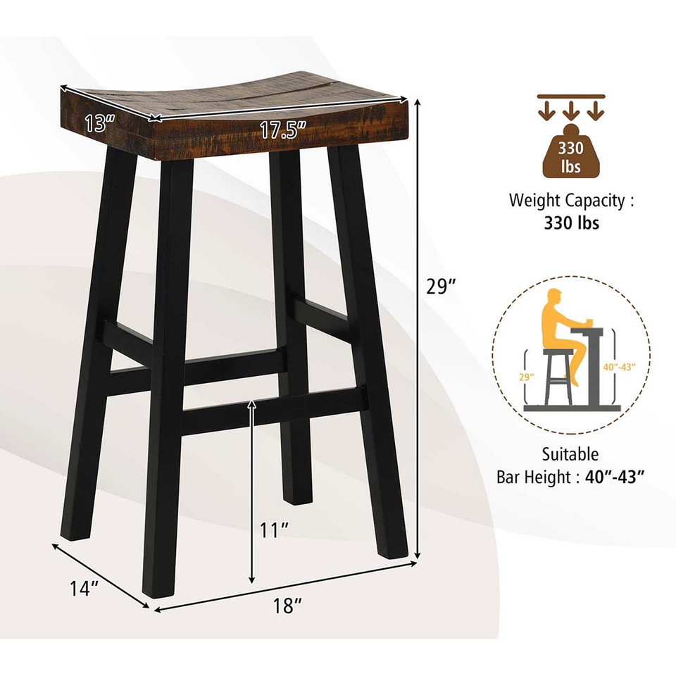 24/29-Inch Solid Wood Saddle-Seat Stools (Set of 2) product image