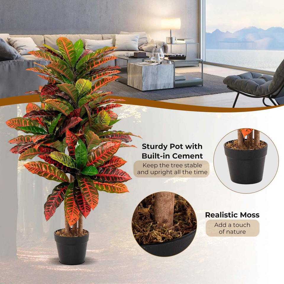 40-Inch Artificial Croton Plant with Pot product image