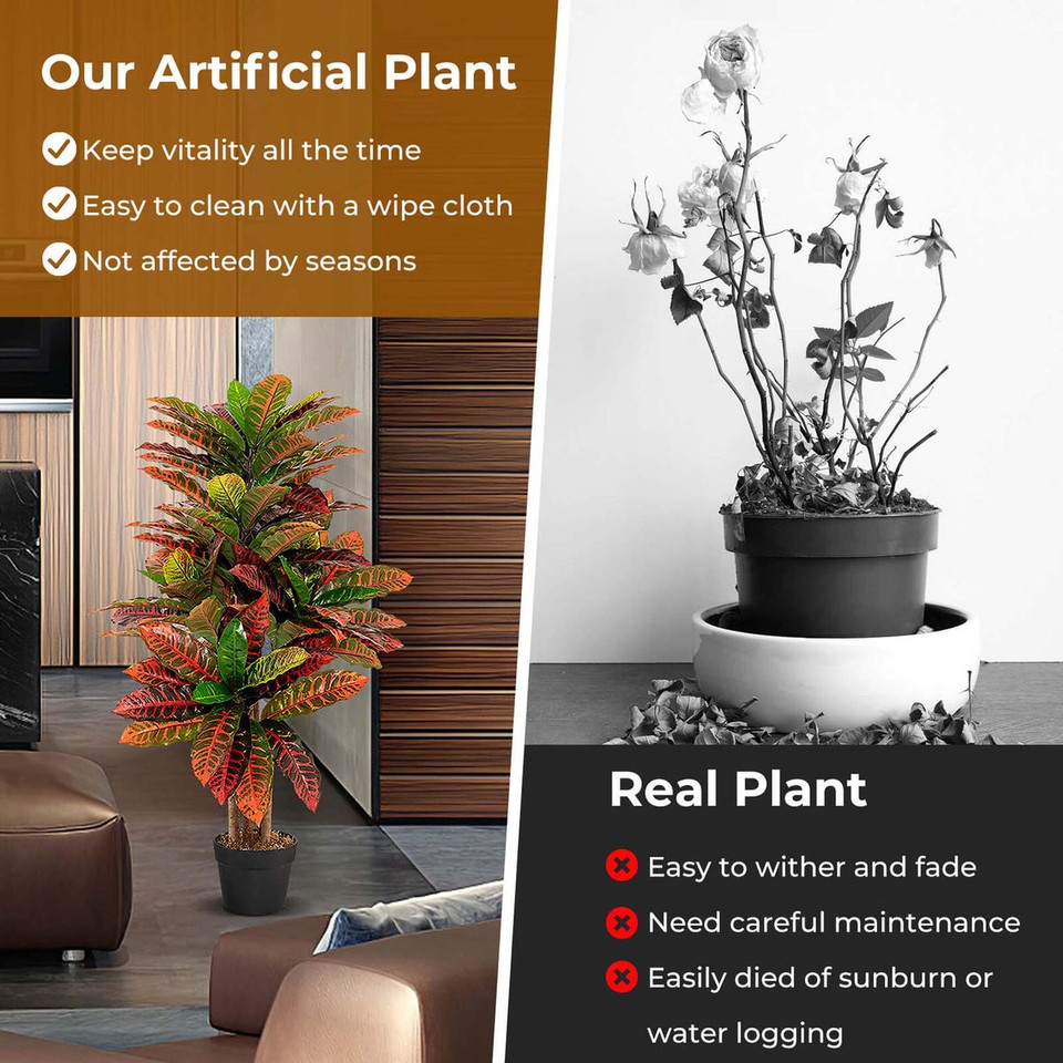 40-Inch Artificial Croton Plant with Pot product image