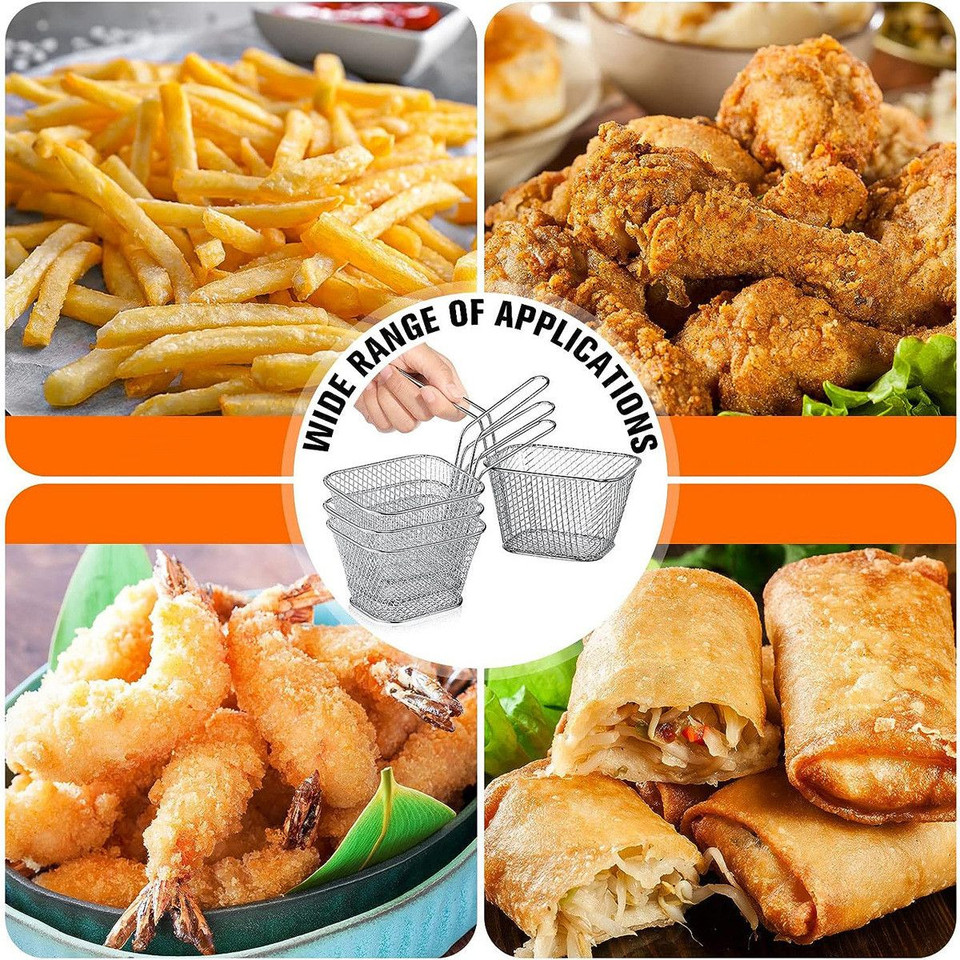 12 Pcs Square Fry Basket with Handle  Baskets Net Potato Cooking Tool for Table Serving Oil Residue Filtration product image