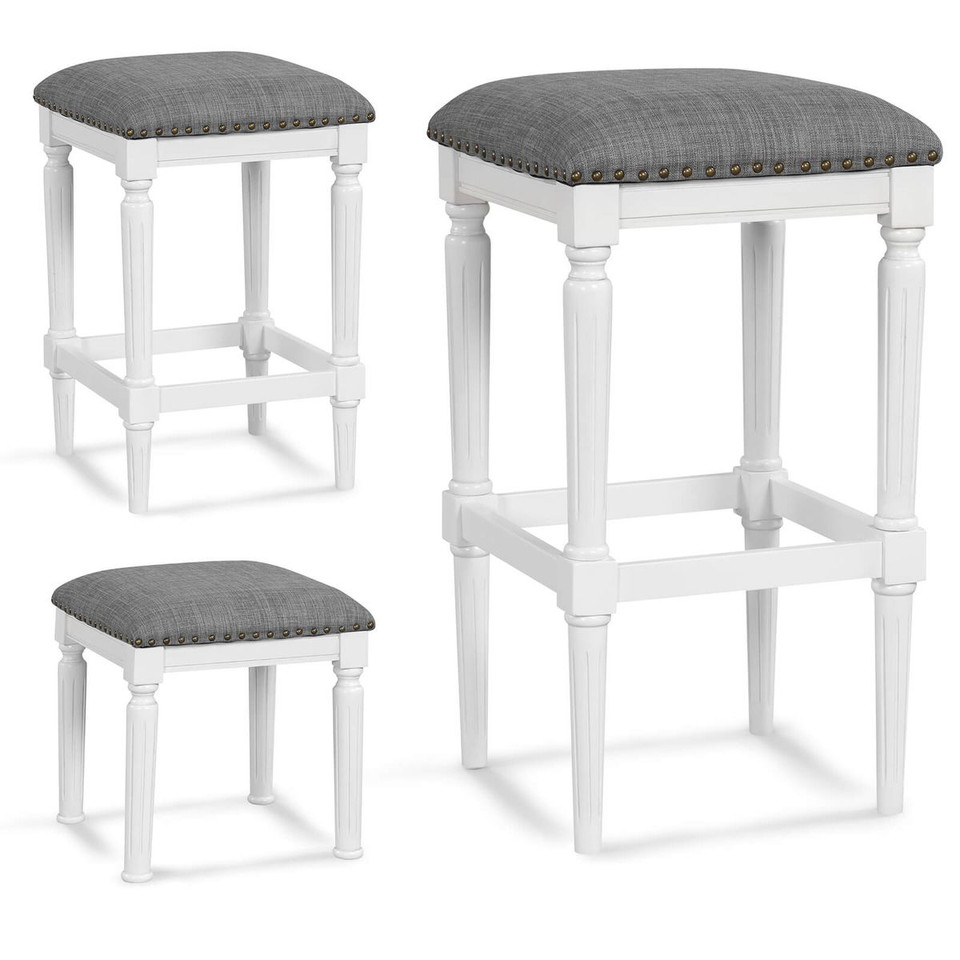 3-Height Square Saddle Stools with Footrests & Padded Seats (Set of 2) product image