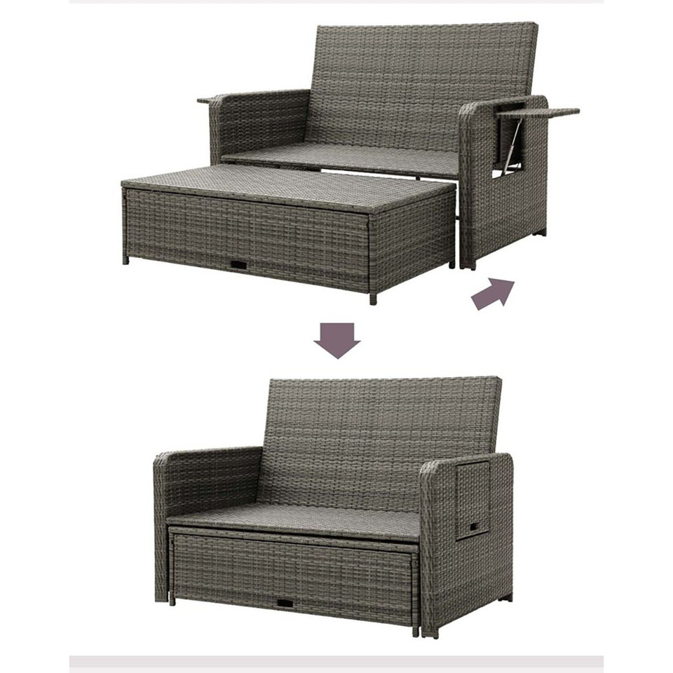 Rattan Loveseat Set with Ottoman product image
