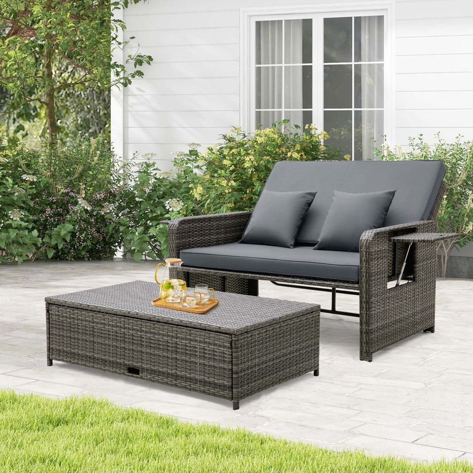 Rattan Loveseat Set with Ottoman product image