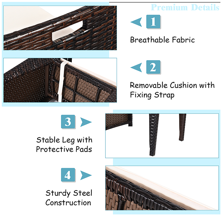 Outdoor Rattan Space Saving 3-Piece Patio Set product image