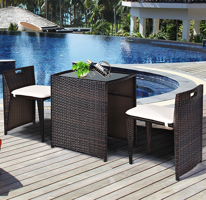 Outdoor Rattan Space Saving 3-Piece Patio Set product image