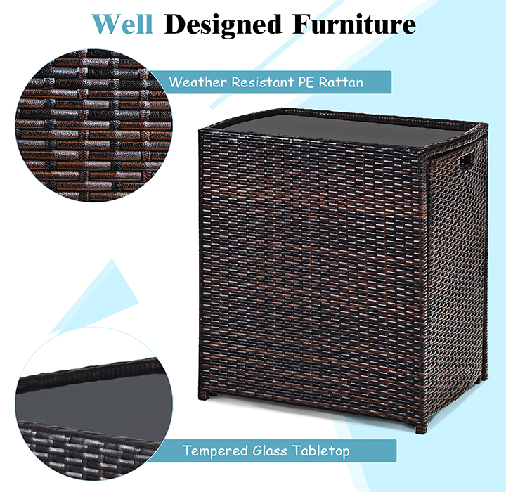 Outdoor Rattan Space Saving 3-Piece Patio Set product image