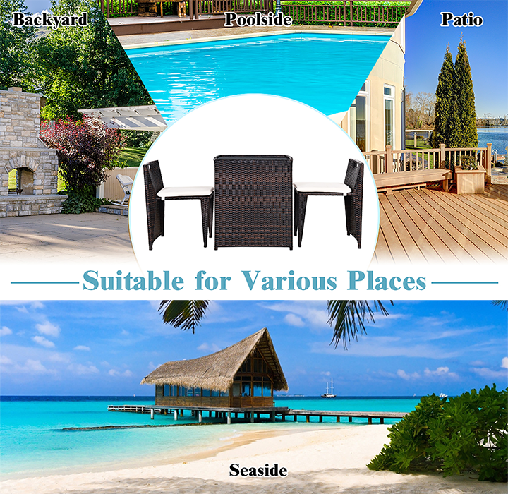 Outdoor Rattan Space Saving 3-Piece Patio Set product image