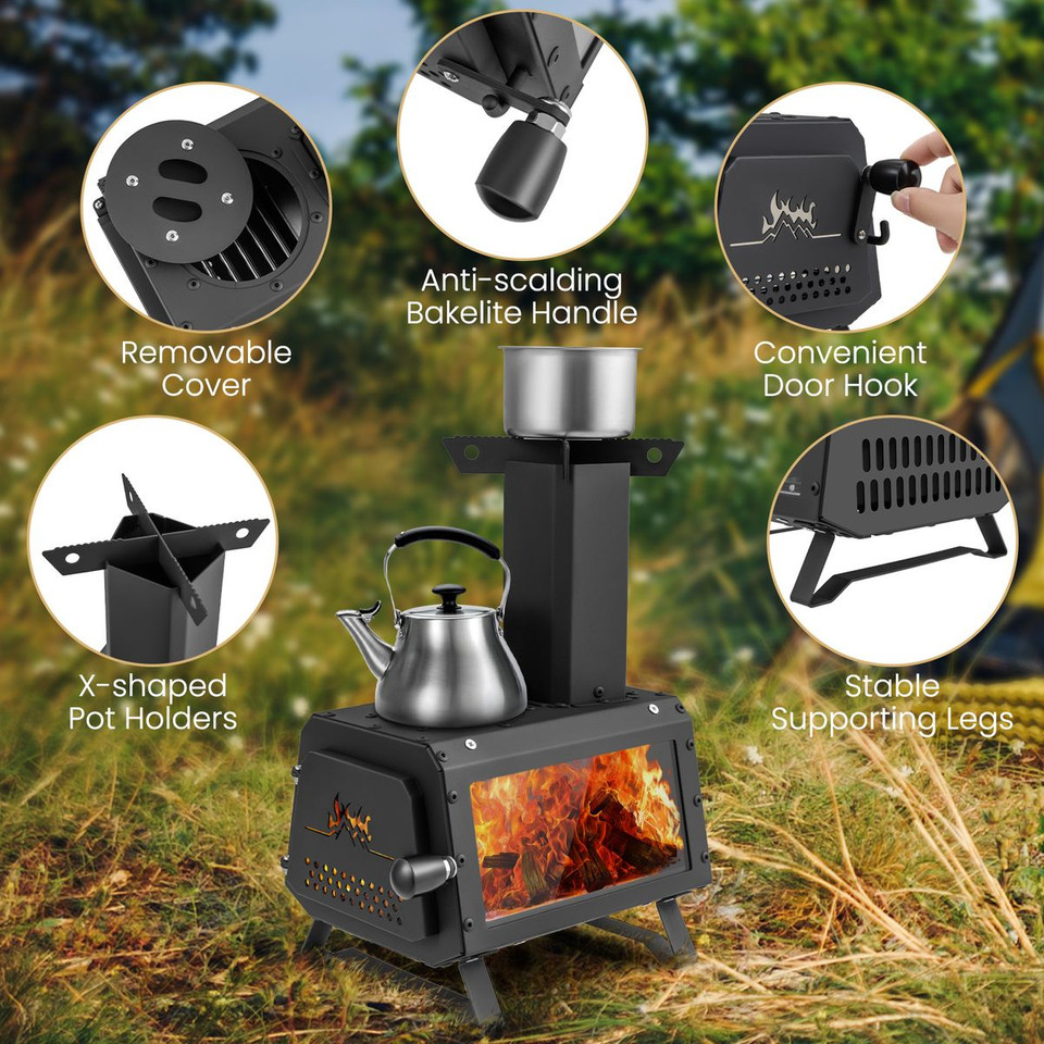 Portable 2-in-1 Wood Stove with a Heater and Cooker product image