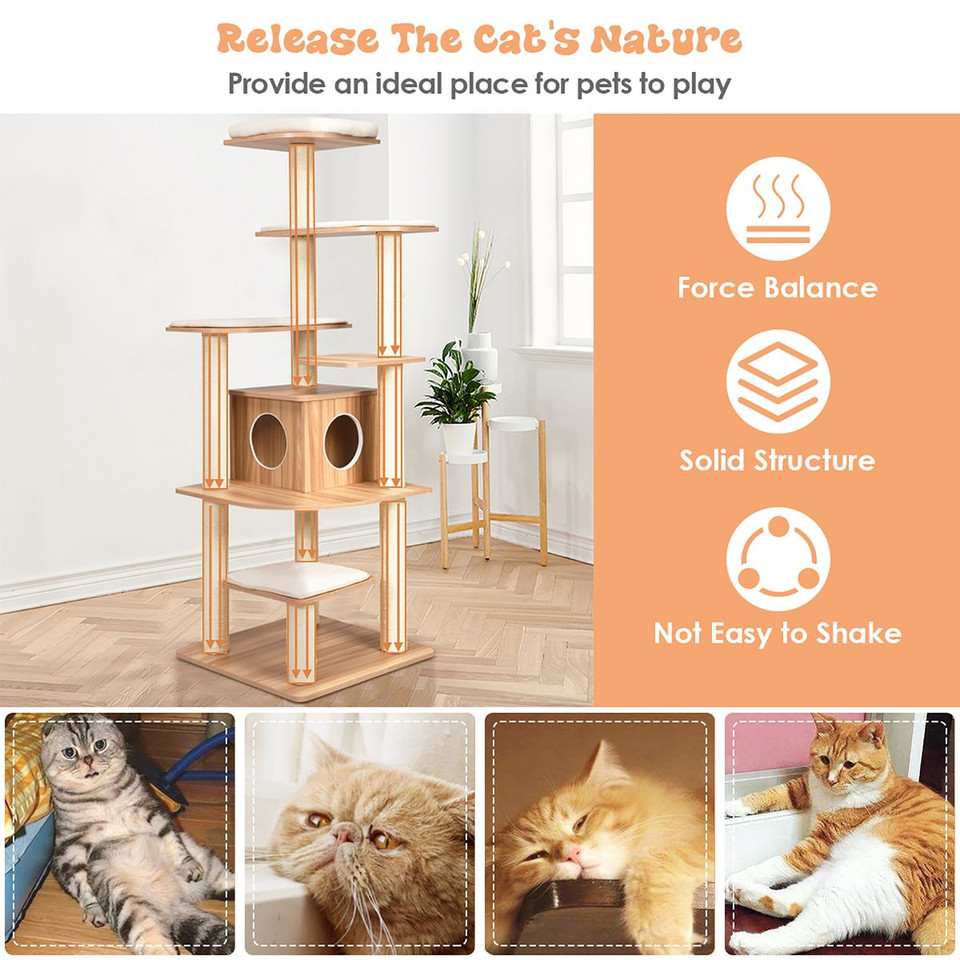 Costway 69" Modern Cat Tower with Removable Platforms product image