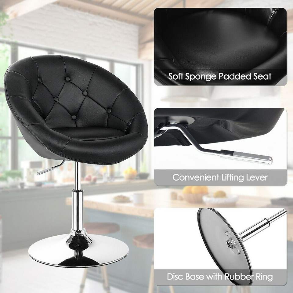 Adjustable PU Leather Swivel Chair with Round Tufted Back product image