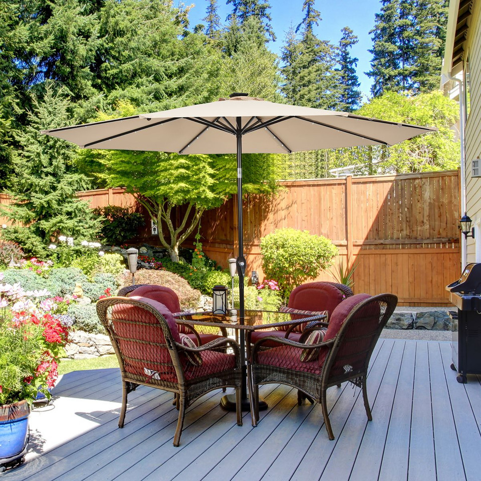 10-Foot Outdoor Patio Umbrella with Bright Solar LED Lights product image