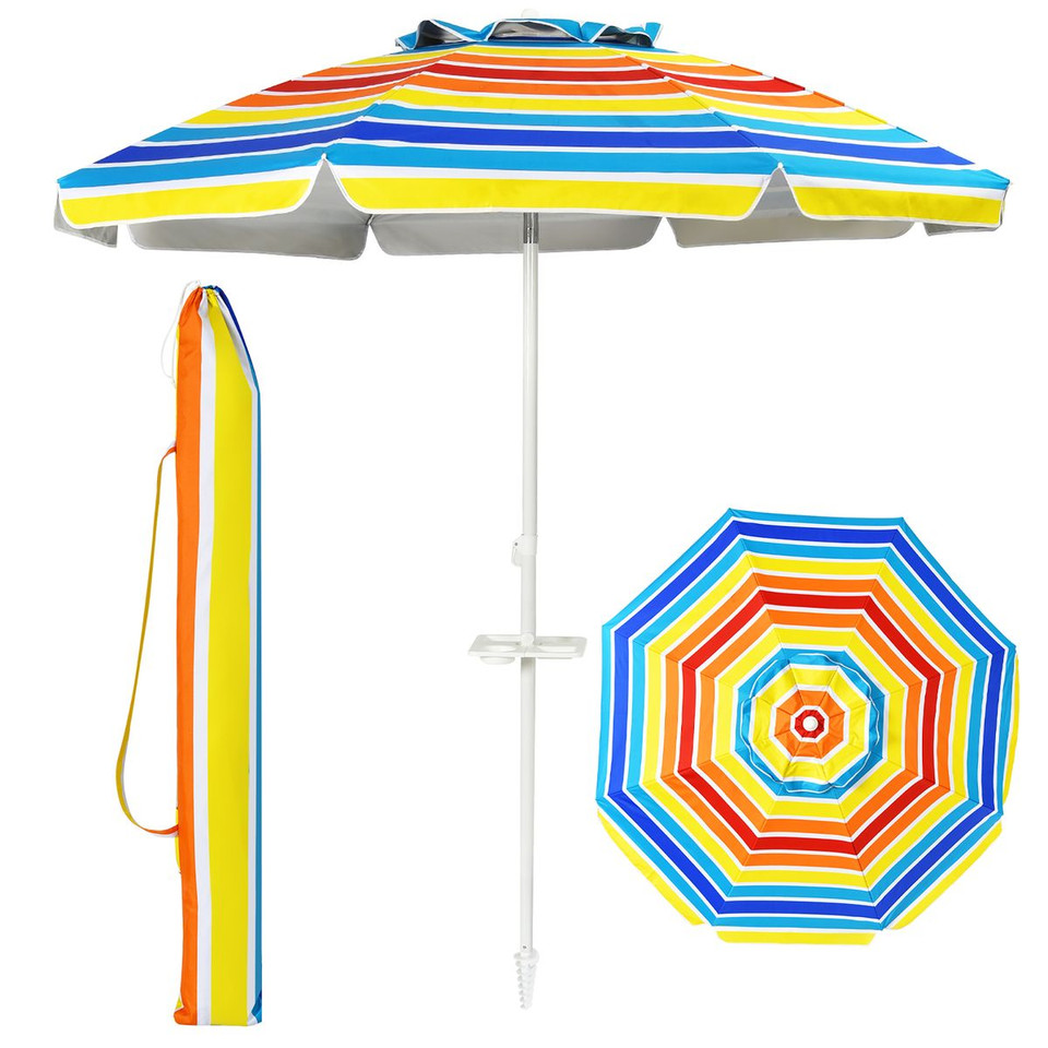 7.2-Foot Portable Outdoor Beach Umbrella with Sand Anchor & Tilt Mechanism product image