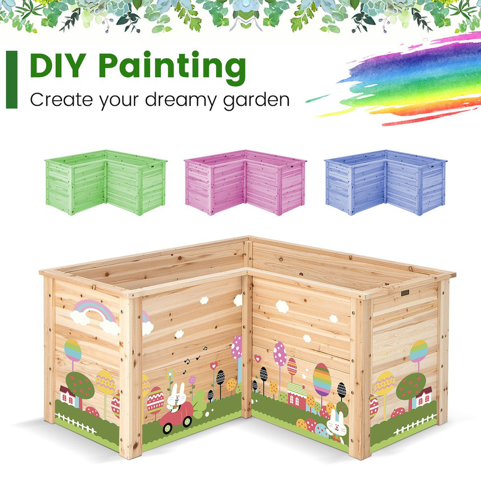 Costway 24'' L-Shaped Deep Root Planter Box Raised Garden Bed product image