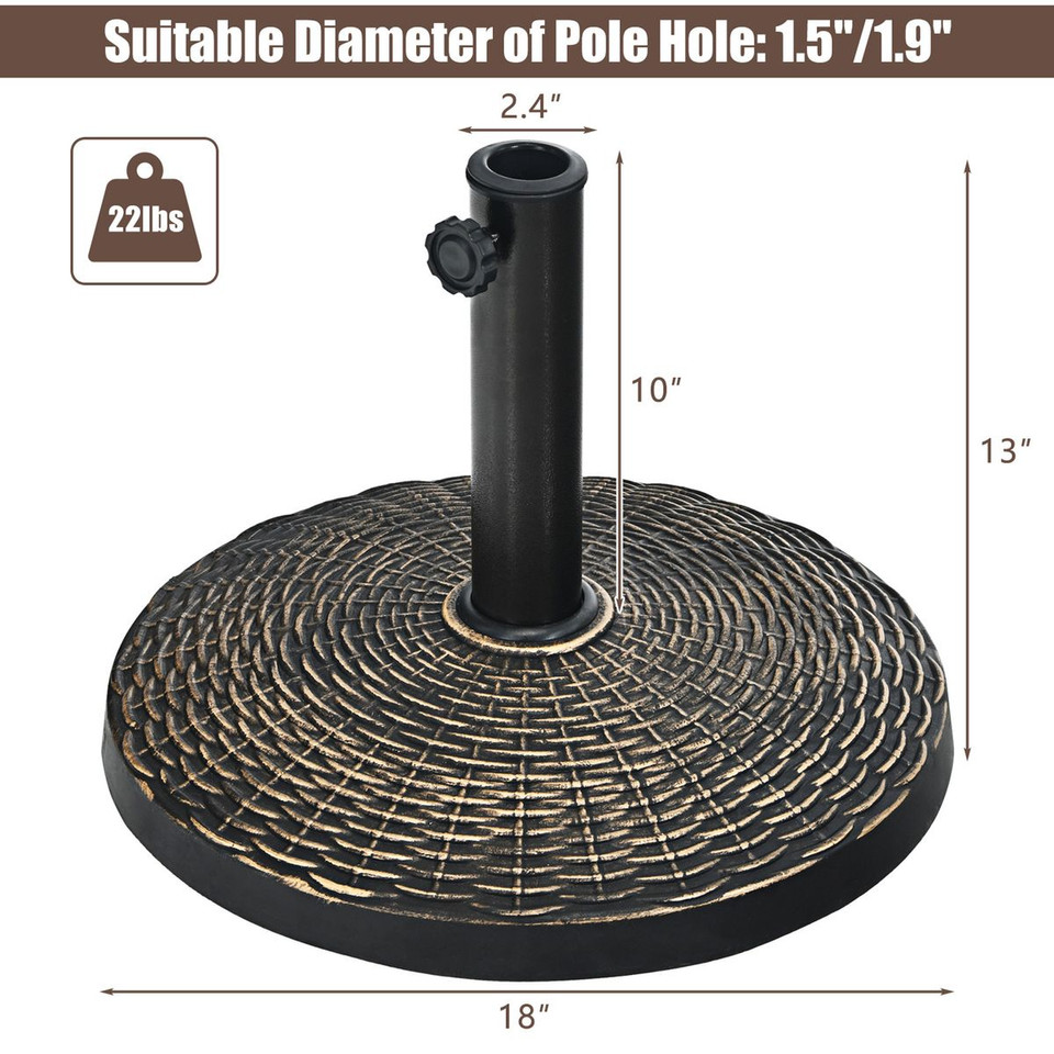 22-Pound Patio Resin Umbrella Base with Wicker Style for Outdoor Use product image