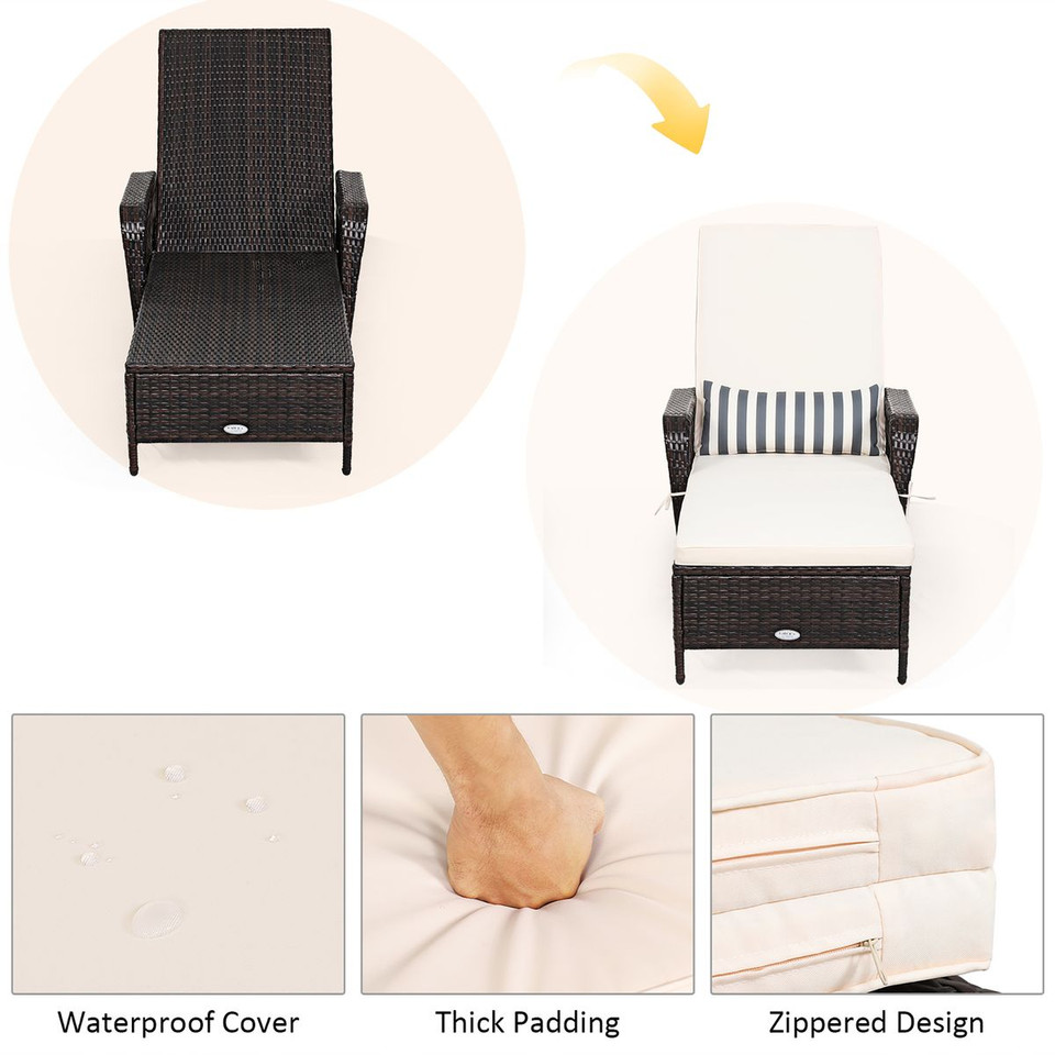 PE Rattan Chaise Lounge Chair with Adjustable Recline product image