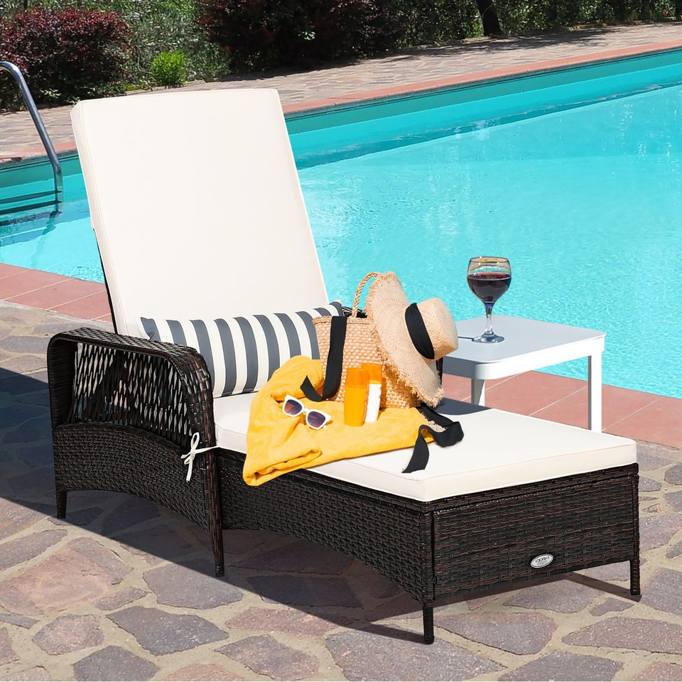 PE Rattan Chaise Lounge Chair with Adjustable Recline product image