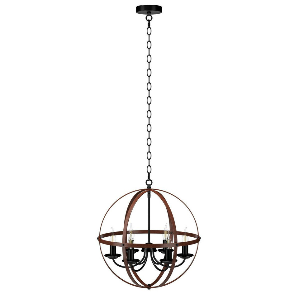 Rustic Vintage 6-Light Orb Chandelier with Bronze Finish product image
