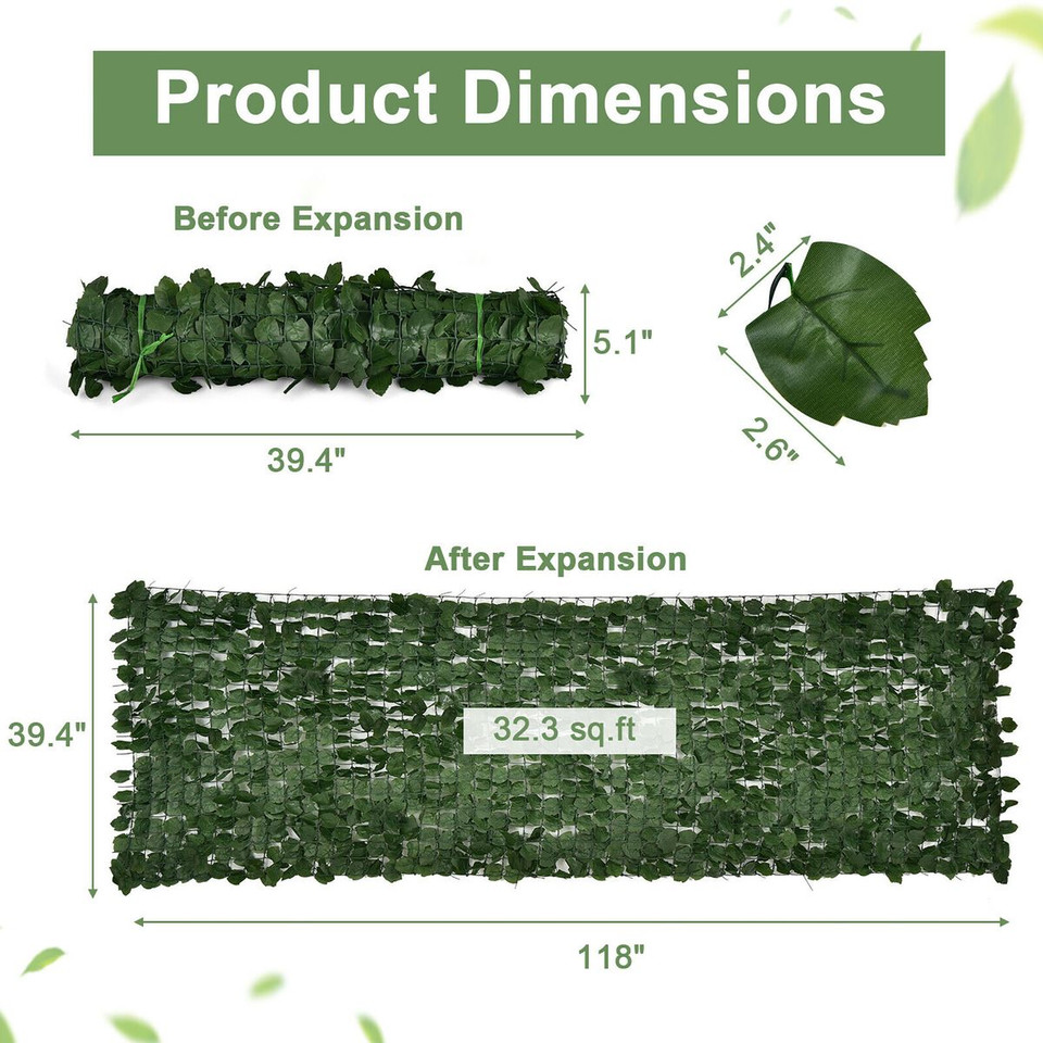 Costway 118x39in Artificial Ivy Privacy Fence Screen product image