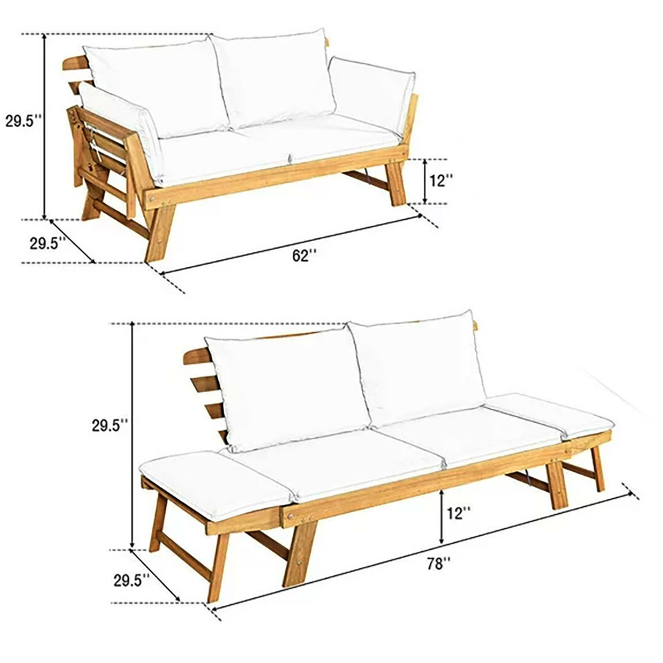 Adjustable Patio Convertible Sofa with Thick Cushion product image