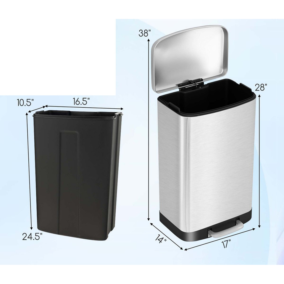 13.2-Gallon Stainless Steel Trash Can with Lock Device product image