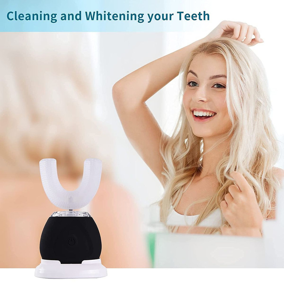 U Shaped Ultrasonic Toothbrush, 360° Automatic Toothbrush with Blue Light, Full Mouth Toothbrush IPX7 Waterproof product image