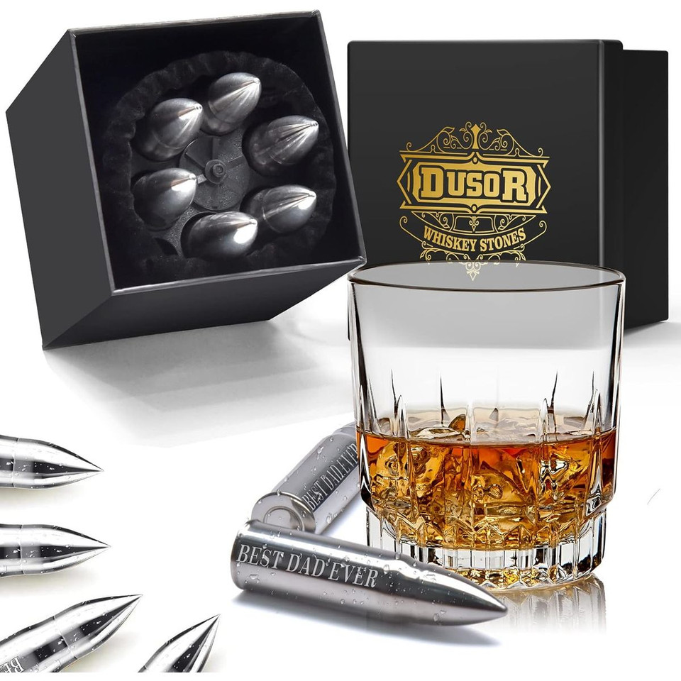 Dusor™ Whiskey Stones 6-Piece 'Best Dad Ever' Bullets for Cocktails (1 or 2-Pack) product image
