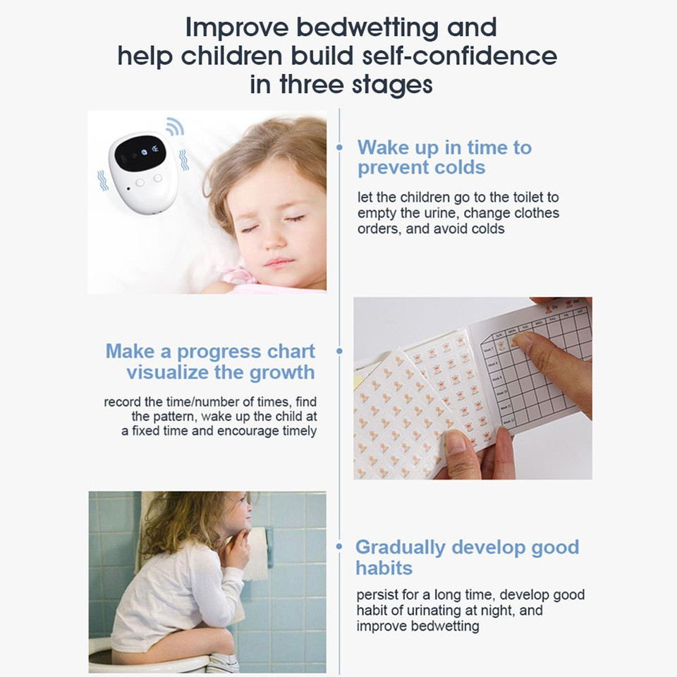 Wireless Bedwetting Alarm System USB Rechargeable Potty Alarm with Loud Sound and Strong Vibration for Kids Elderly product image