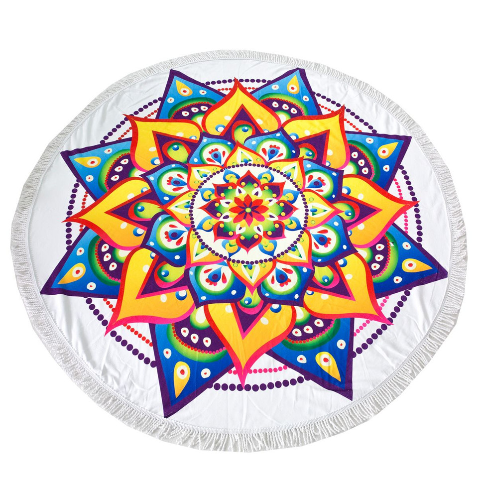 61-Inch Round Vibrant Beach Towel with Fringe (2-Pack) product image
