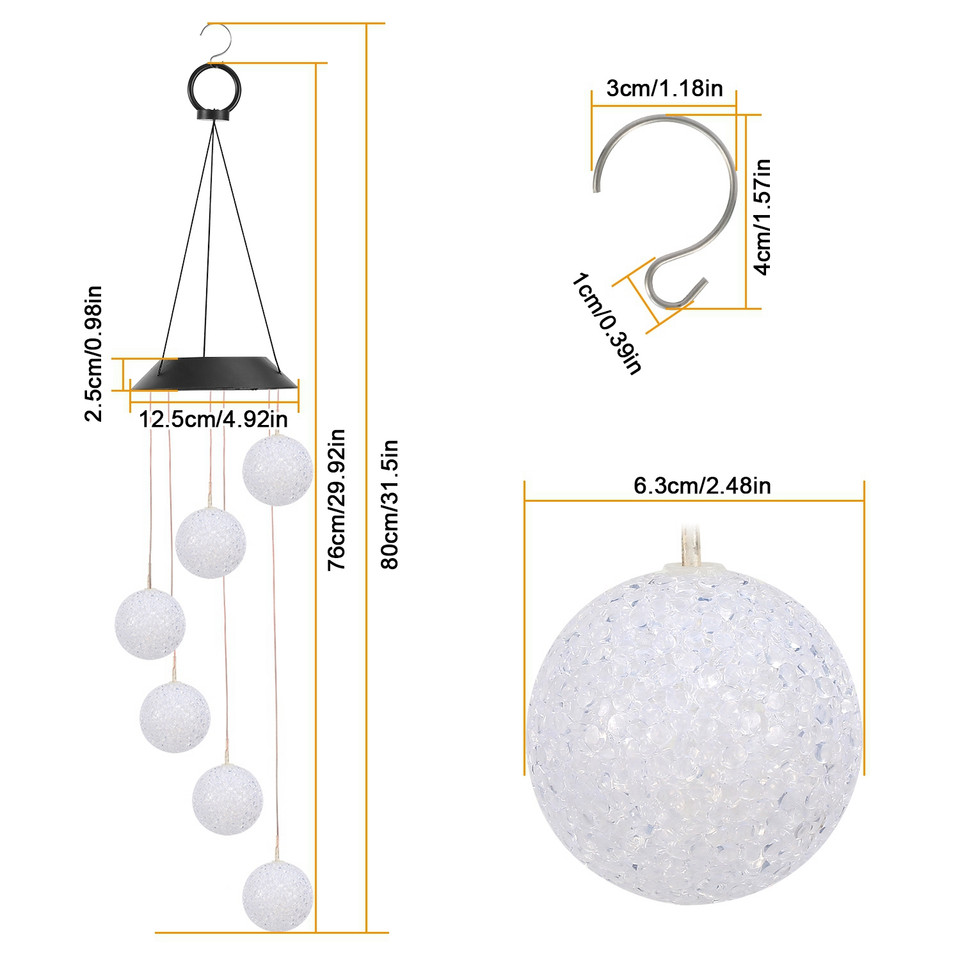Solarek™ Solar Powered LED Ball Wind Chimes product image