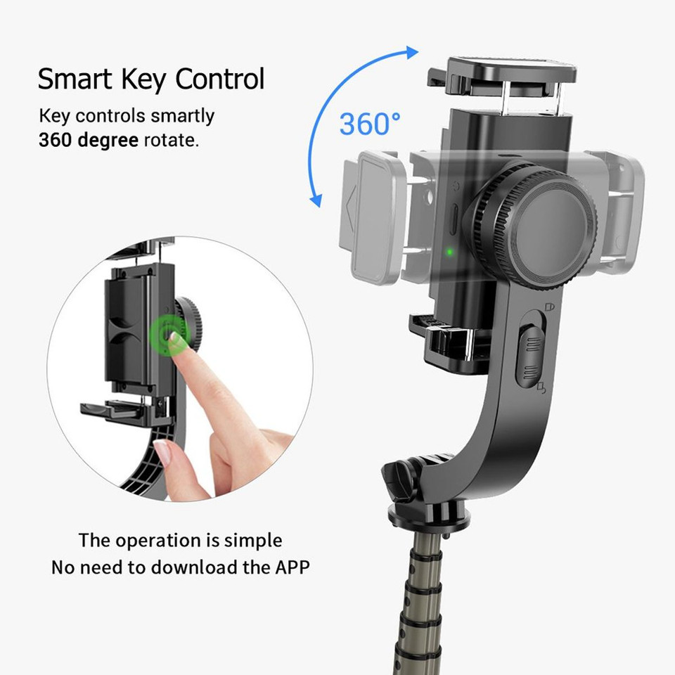 3 in 1 Phone Gimbal Stabilizer Selfie Stick Tripod 5-Section with Remote Shutter Phone Clamp Smart Rotatable product image