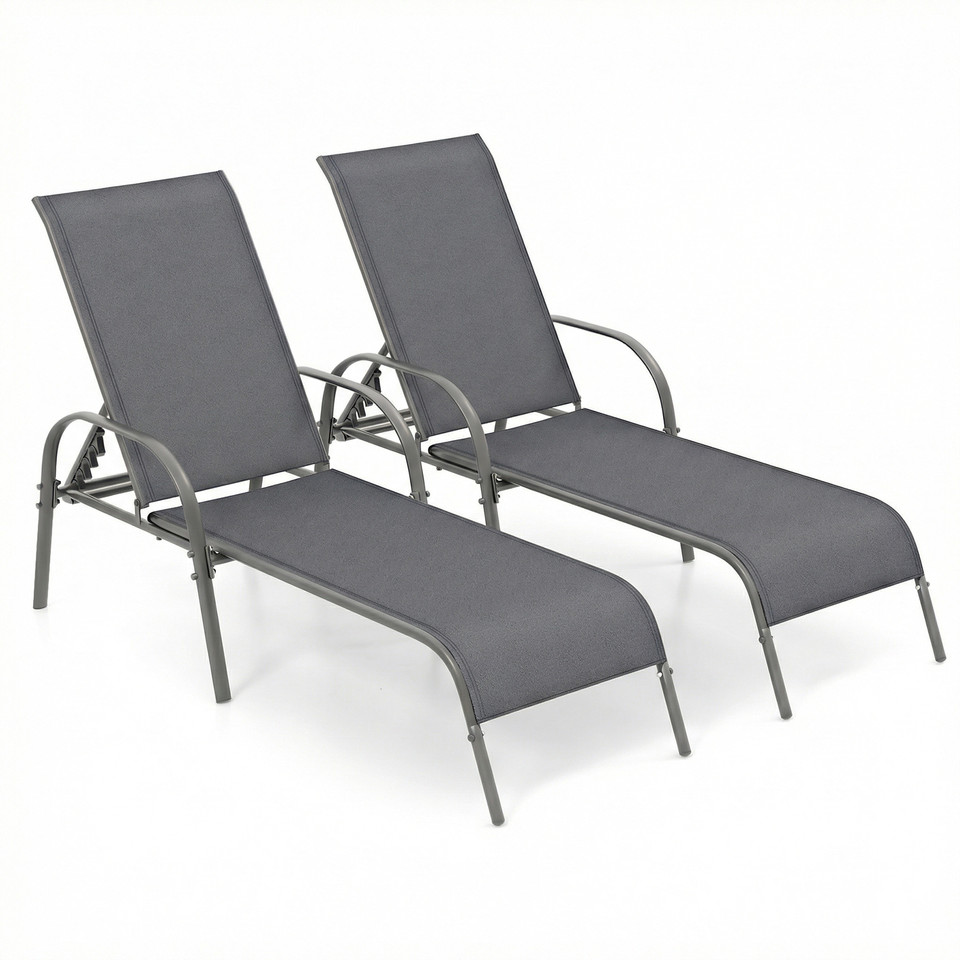 Outdoor Patio Lounge Chair Chaise Fabric with Adjustable Recliner product image