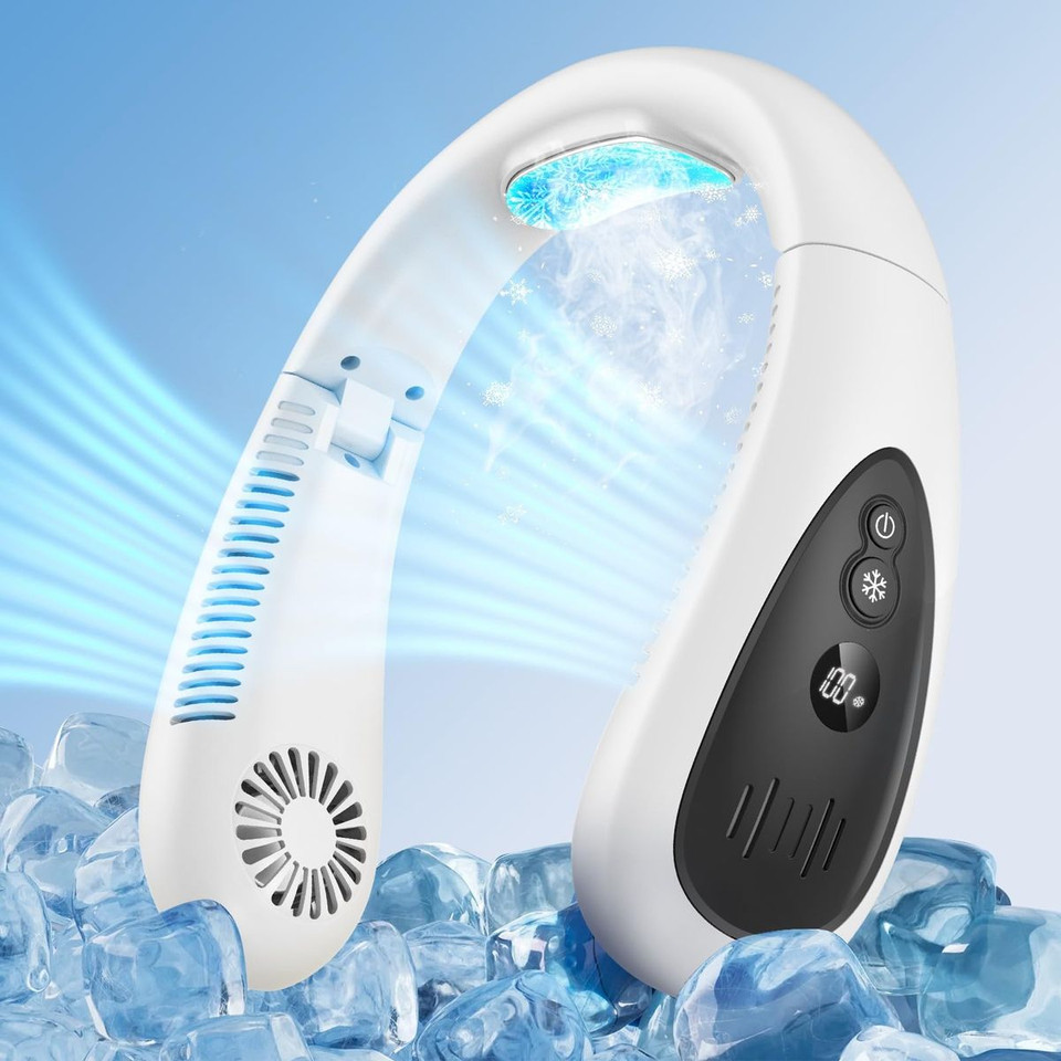Neck Air Conditioner Portable Neck Fan with Semiconductor Cooling Airflow Fans Portable Rechargeable with 3 Speeds LED Display for Outdoor Travel Indoor product image