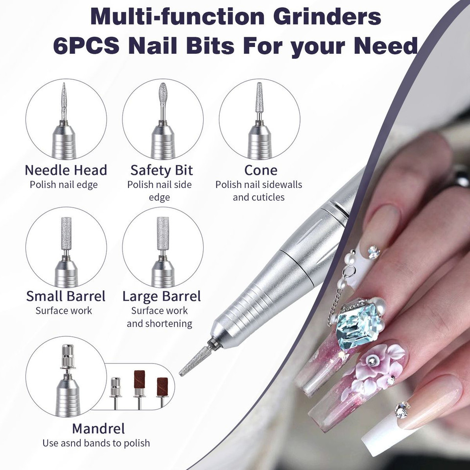 45000RPM Nail Drill Machine Electric Portable Nail File Rechargeable Nail Sander for Gel Nails Polishing for Home Manicure Salon,Colorful Purple product image