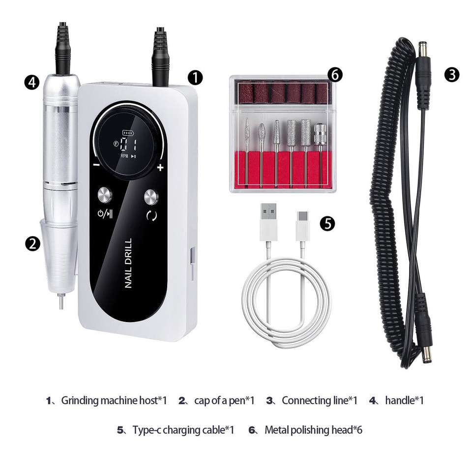 45000RPM Nail Drill Machine Electric Portable Nail File Rechargeable Nail Sander for Gel Nails Polishing for Home Manicure Salon,Colorful Purple product image